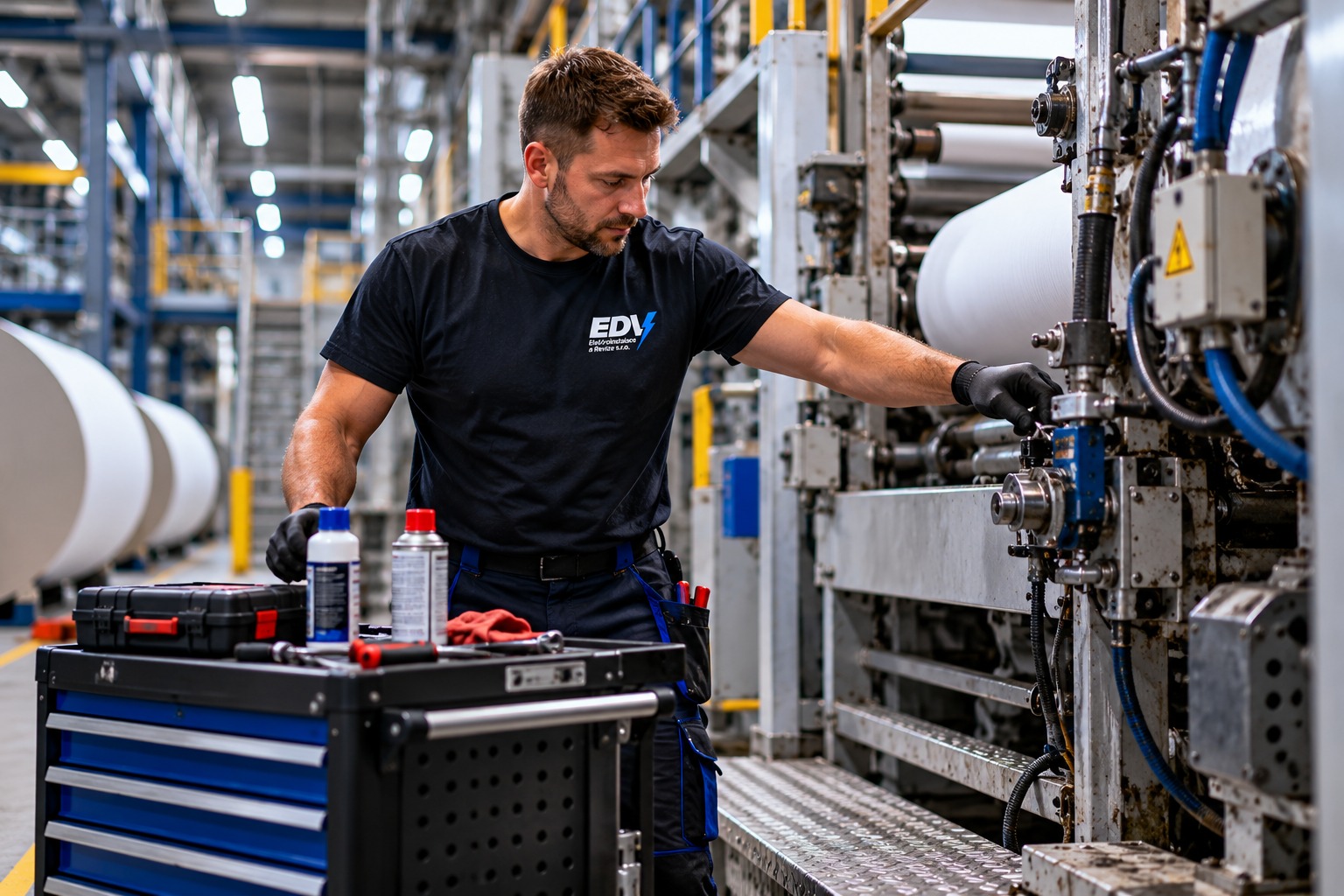 Technik při servisu elektrického rozvaděče