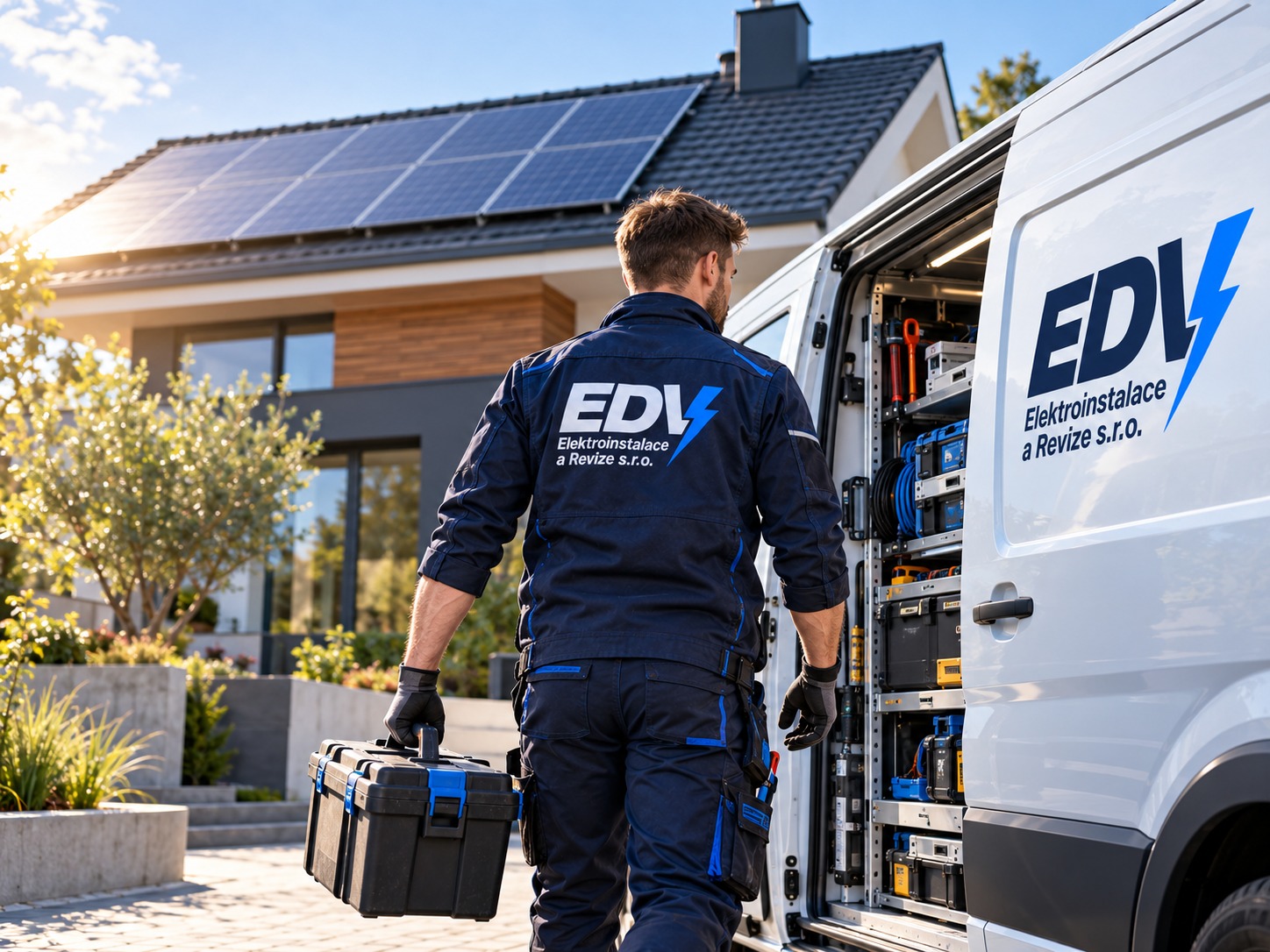 Tým techniků EDV při práci na elektrotechnickém zařízení